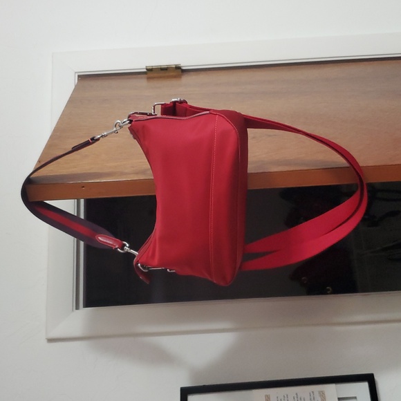 Coach Ellis Red Nylon & Leather Shoulder Crossbody Bag with Silver Hardware - Picture 3 of 8